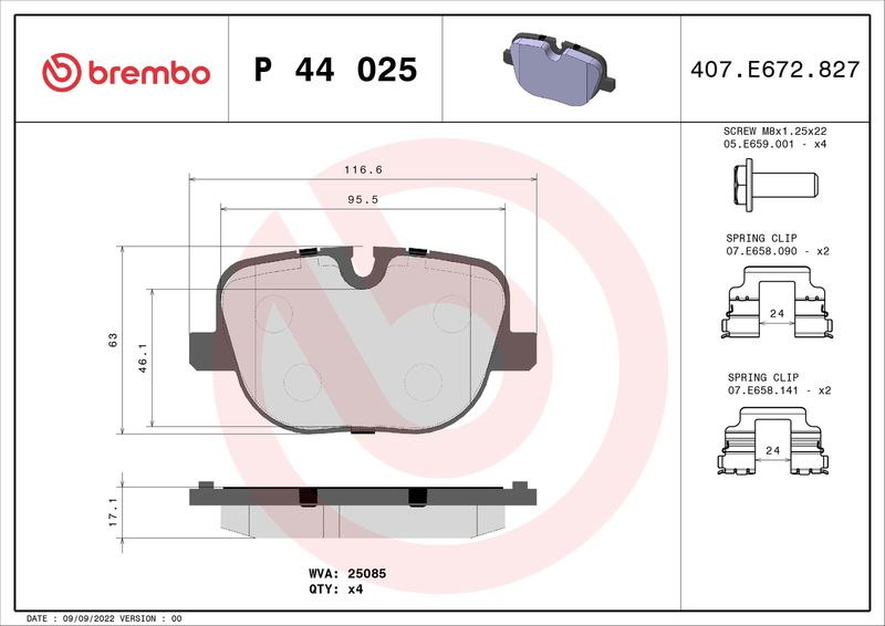 BREMBO P 44 025 Brake Pad Set, disc brake