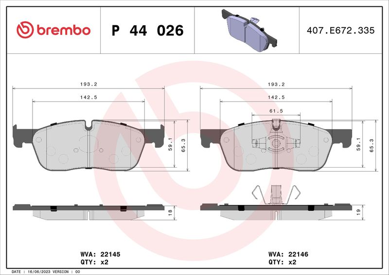 BREMBO P 44 026X Brake Pad Set, disc brake