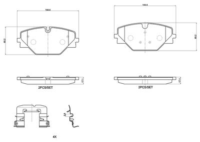 Brake Pad Set, disc brake BREMBO P 44 032