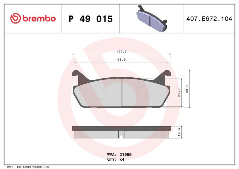 BREMBO P 49 015 Brake Pad Set, disc brake