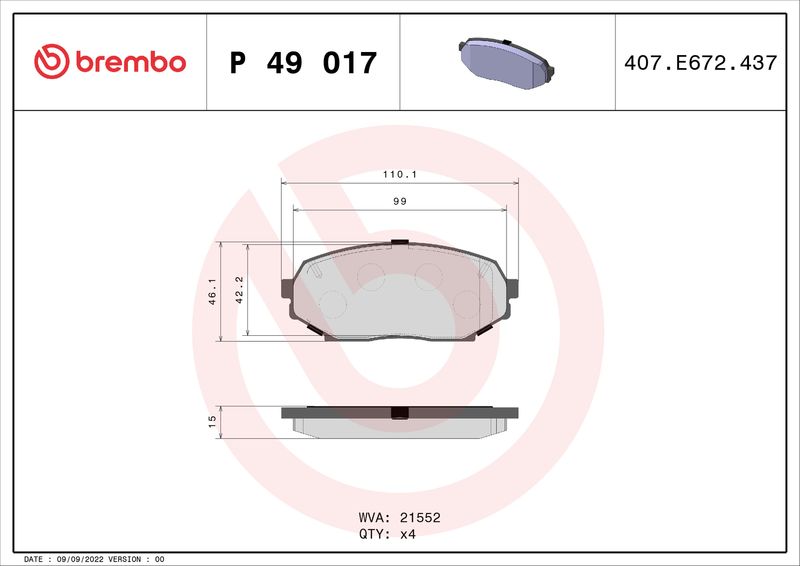 BREMBO P 49 017 Brake Pad Set, disc brake