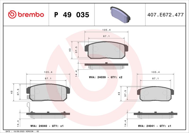 BREMBO P 49 035 Brake Pad Set, disc brake