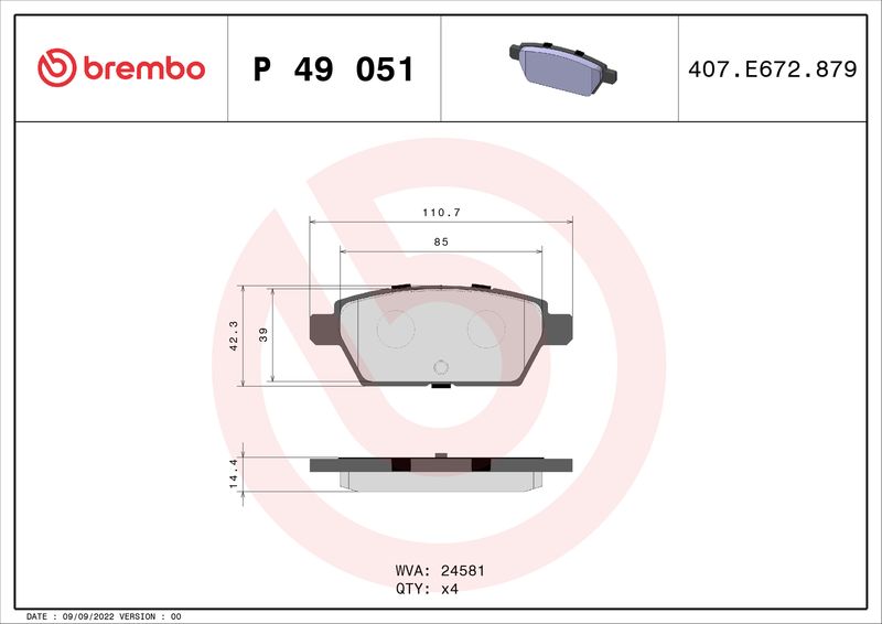 BREMBO P 49 051 Brake Pad Set, disc brake