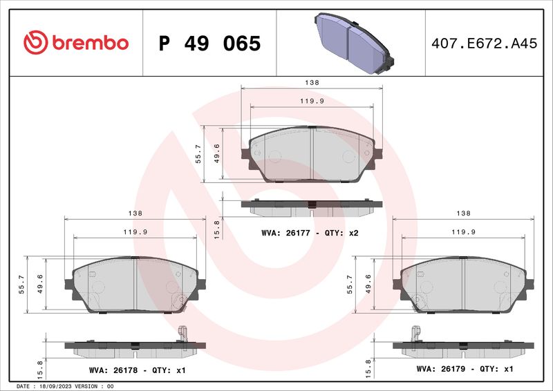 BREMBO P 49 065 Brake Pad Set, disc brake