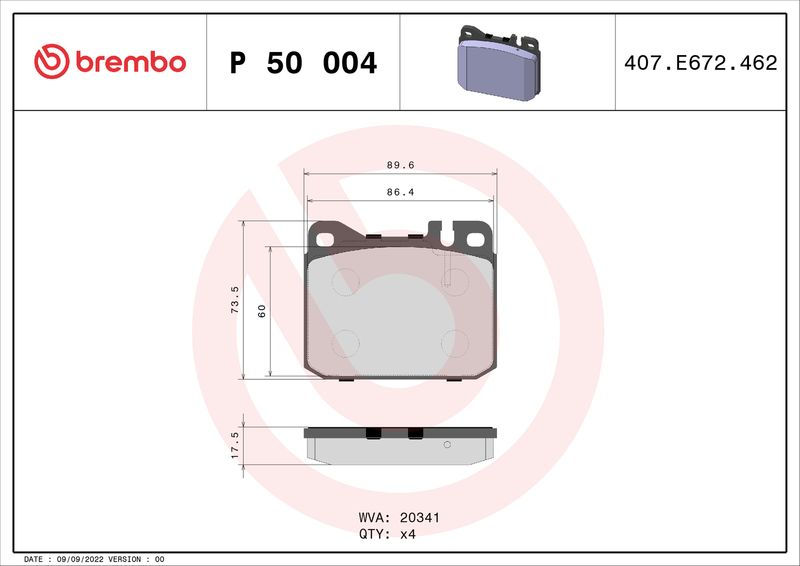 BREMBO P 50 004 Brake Pad Set, disc brake
