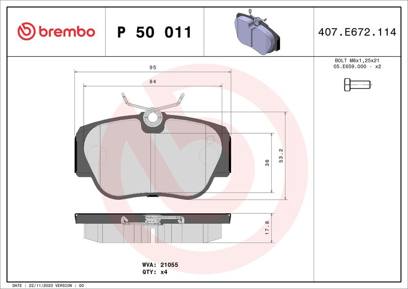 BREMBO P 50 011 Brake Pad Set, disc brake