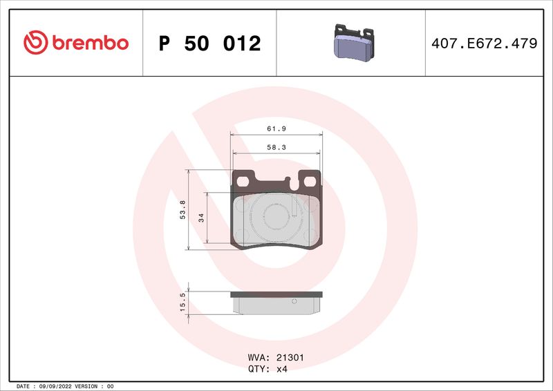 BREMBO P 50 012 Brake Pad Set, disc brake