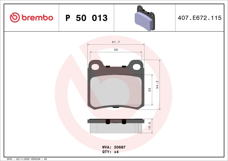 BREMBO P 50 013 Brake Pad Set, disc brake