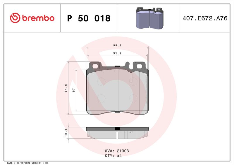 BREMBO P 50 018 Brake Pad Set, disc brake