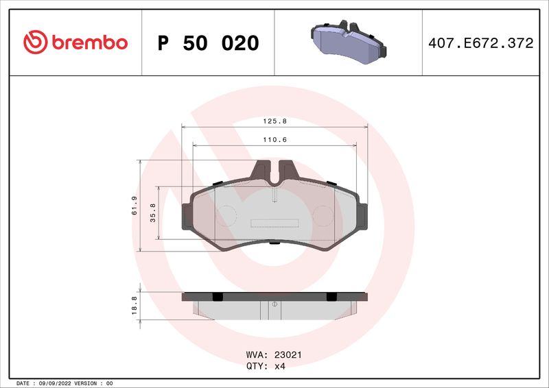 BREMBO P 50 020 Brake Pad Set, disc brake