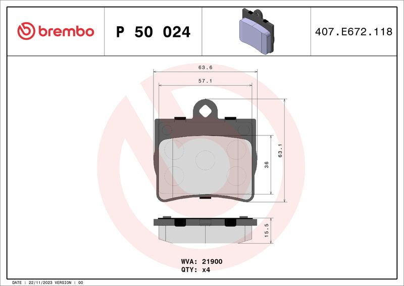 BREMBO P 50 024 Brake Pad Set, disc brake