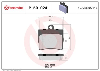 Brake Pad Set, disc brake BREMBO P 50 024