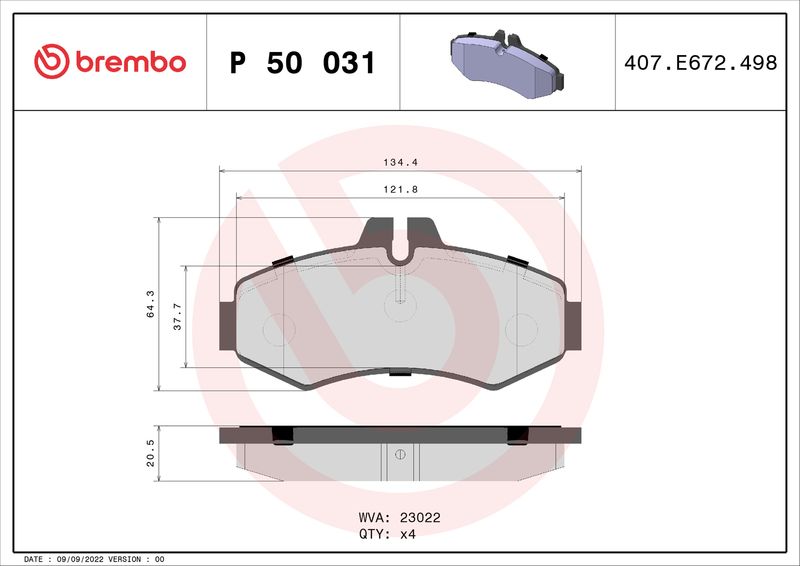 BREMBO P 50 031 Brake Pad Set, disc brake