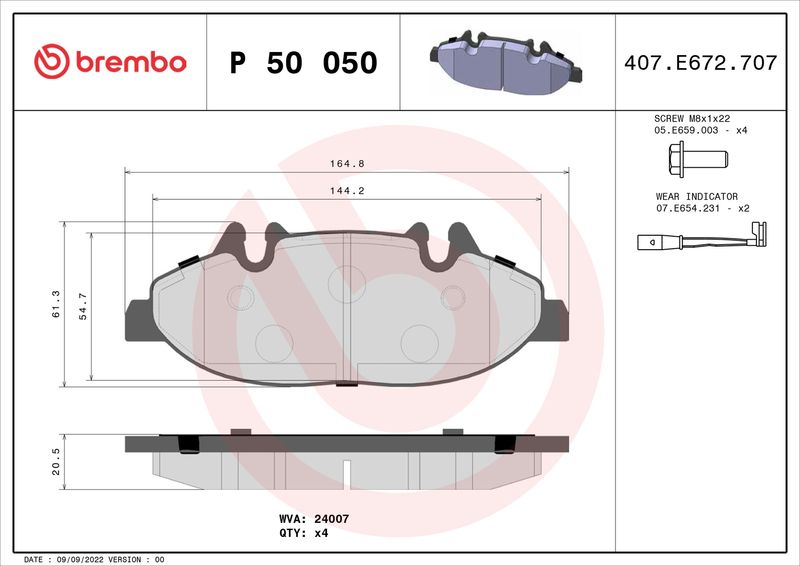 BREMBO P 50 050 Brake Pad Set, disc brake