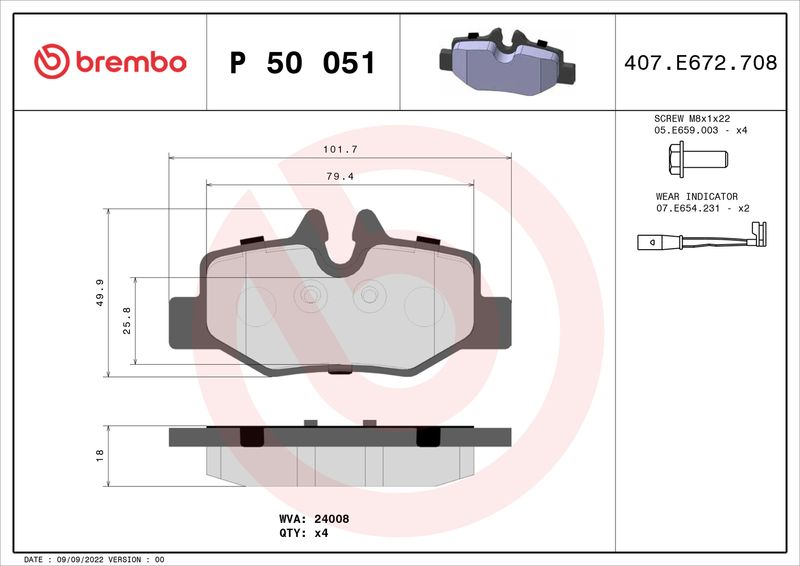 BREMBO P 50 051 Brake Pad Set, disc brake