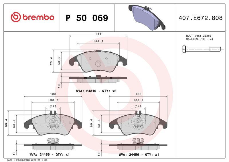 BREMBO P 50 069X Brake Pad Set, disc brake