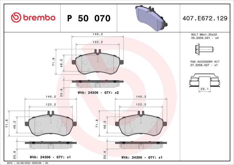 BREMBO P 50 070 Brake Pad Set, disc brake