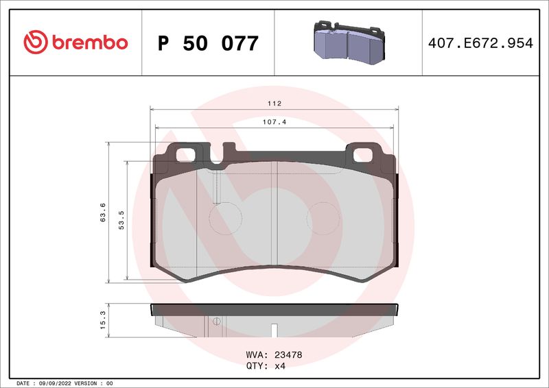BREMBO P 50 077 Brake Pad Set, disc brake