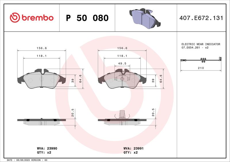 BREMBO P 50 080 Brake Pad Set, disc brake