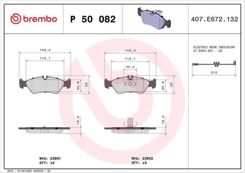 BREMBO P 50 082 Brake Pad Set, disc brake