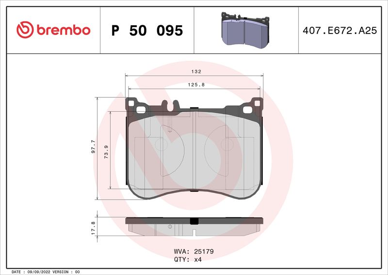 BREMBO P 50 095 Brake Pad Set, disc brake