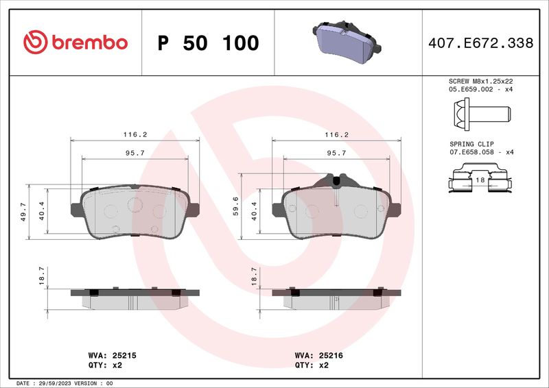 BREMBO P 50 100 Brake Pad Set, disc brake