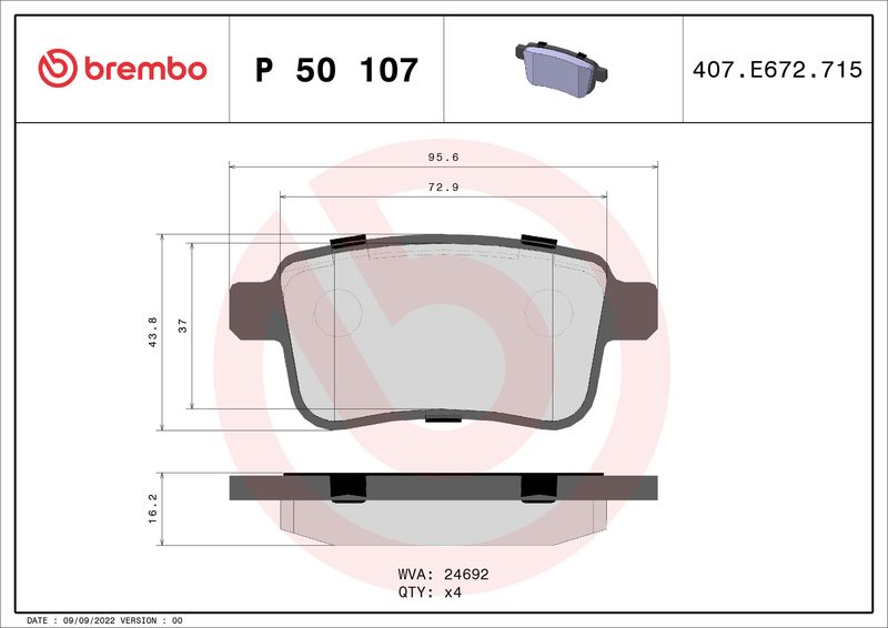 BREMBO P 50 107 Brake Pad Set, disc brake