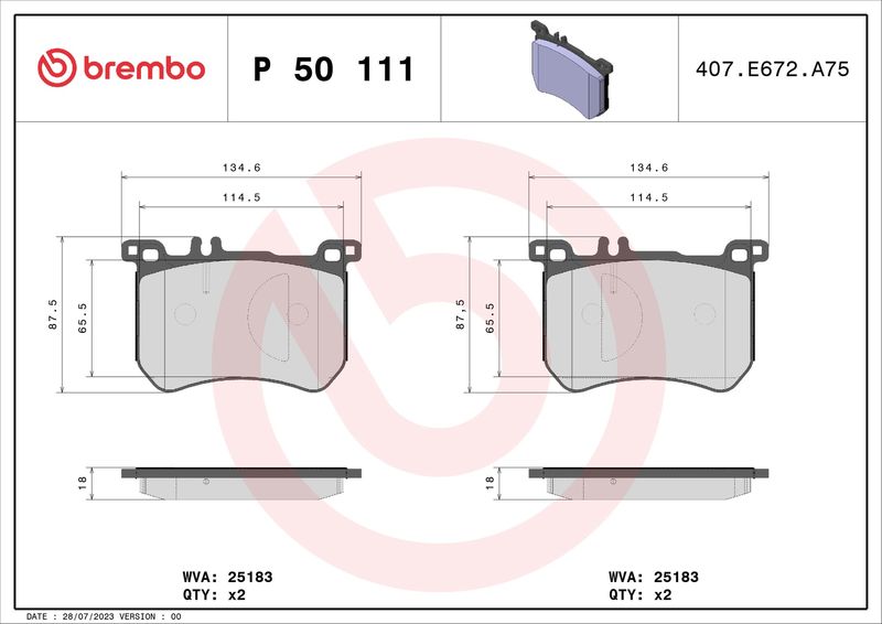 BREMBO P 50 111 Brake Pad Set, disc brake