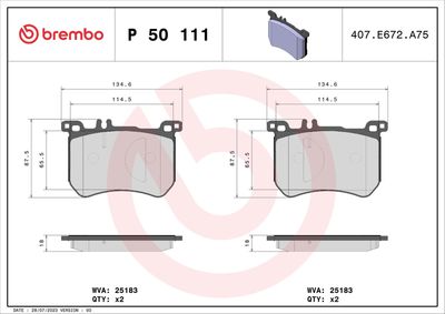 Brake Pad Set, disc brake BREMBO P 50 111