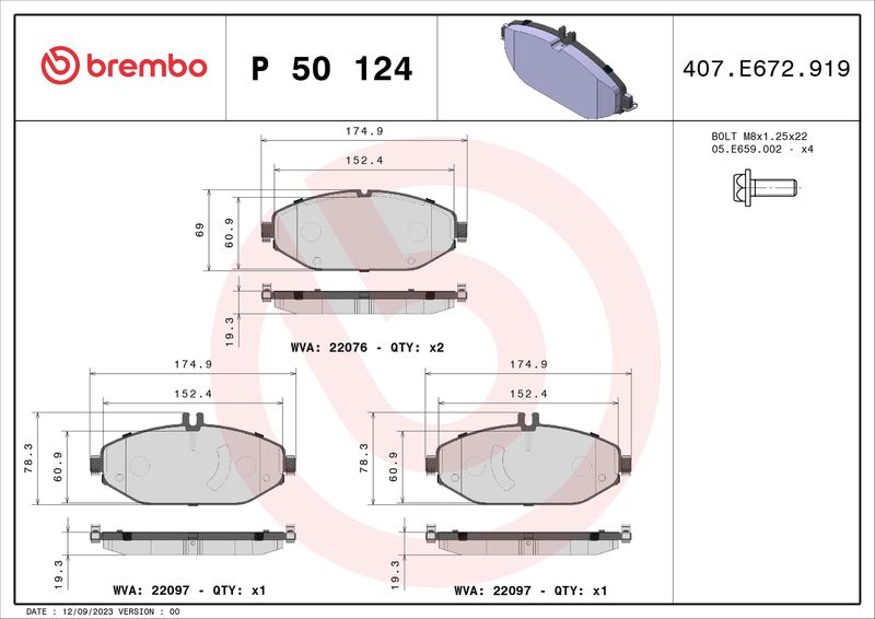 BREMBO P 50 124 Brake Pad Set, disc brake