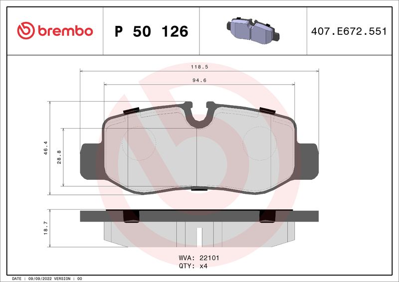 BREMBO P 50 126 Brake Pad Set, disc brake