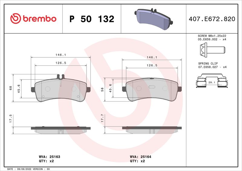 BREMBO P 50 132 Brake Pad Set, disc brake