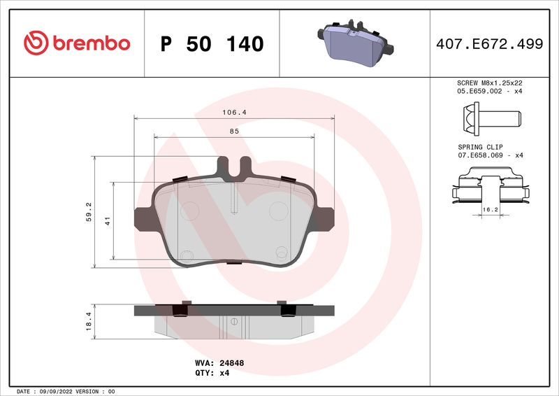 BREMBO P 50 140 Brake Pad Set, disc brake