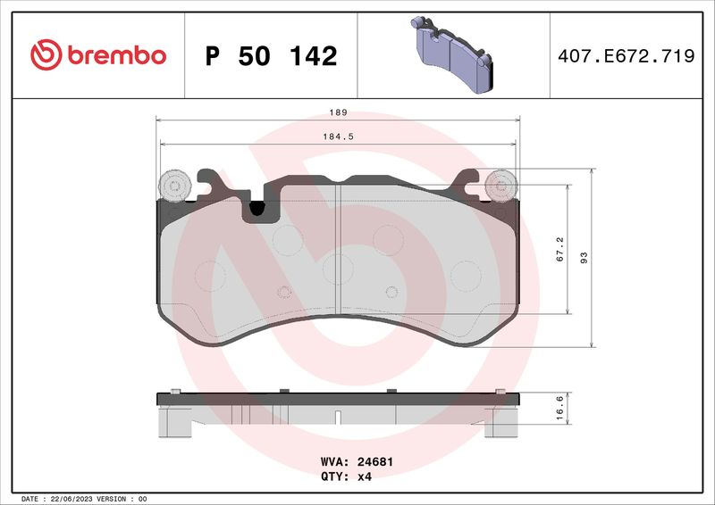 BREMBO P 50 142 Brake Pad Set, disc brake