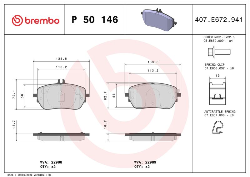 BREMBO P 50 146 Brake Pad Set, disc brake