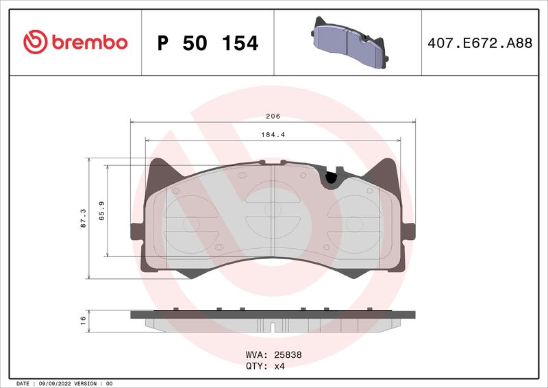 BREMBO P 50 154 Brake Pad Set, disc brake