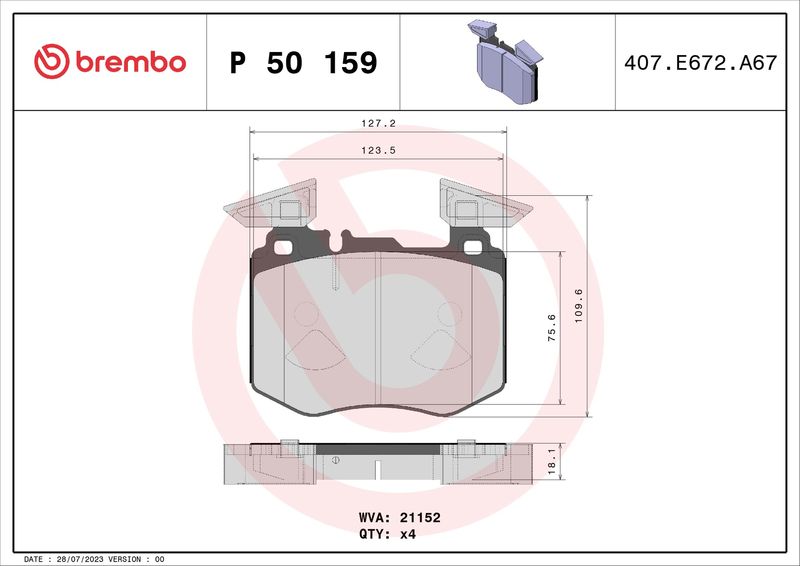 BREMBO P 50 159 Brake Pad Set, disc brake