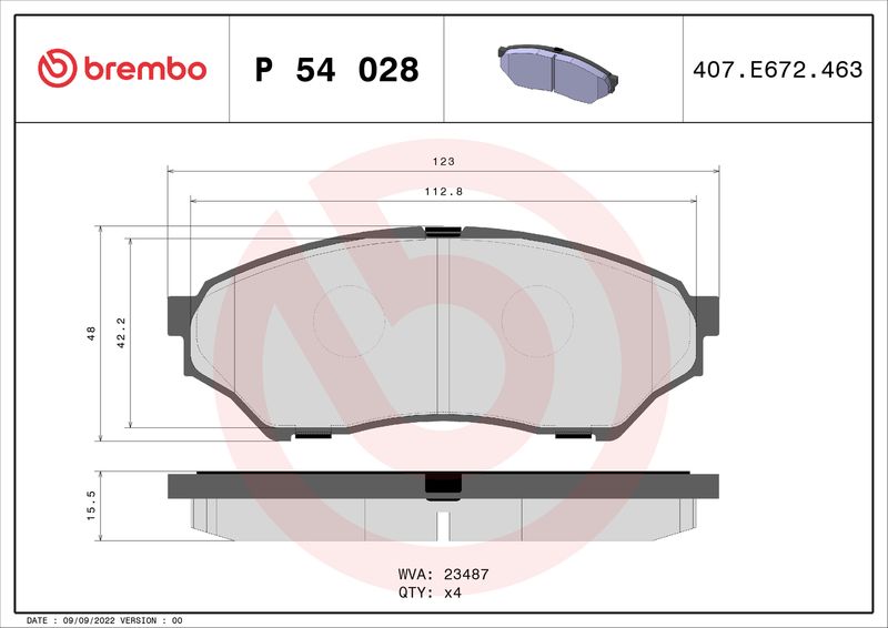BREMBO P 54 028 Brake Pad Set, disc brake