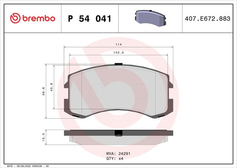BREMBO P 54 041 Brake Pad Set, disc brake