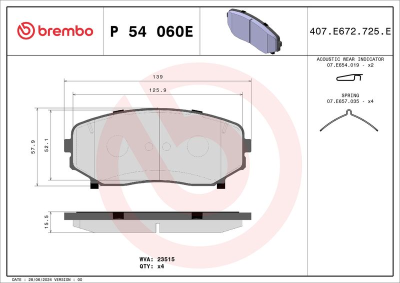 BREMBO P 54 060E Brake Pad Set, disc brake
