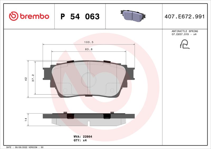 BREMBO P 54 063 Brake Pad Set, disc brake