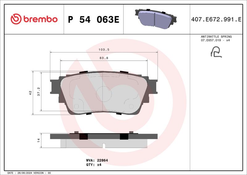 BREMBO P 54 063E Brake Pad Set, disc brake