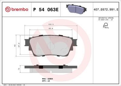 Brake Pad Set, disc brake BREMBO P 54 063E