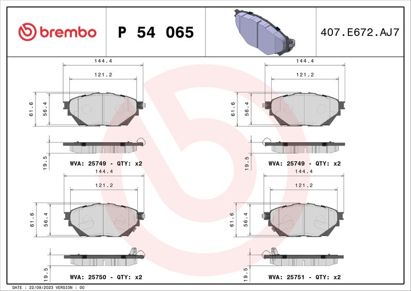 BREMBO P 54 065 Brake Pad Set, disc brake