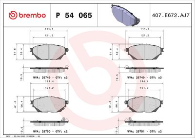 Brake Pad Set, disc brake BREMBO P 54 065