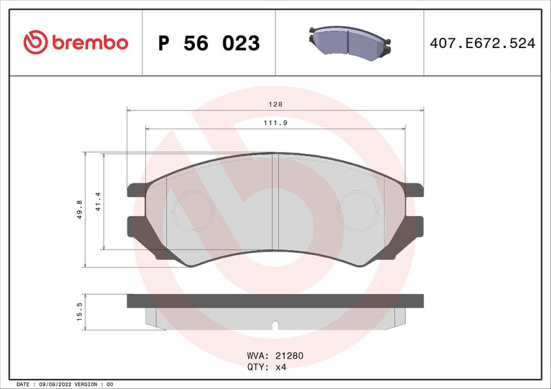 BREMBO P 56 023 Brake Pad Set, disc brake