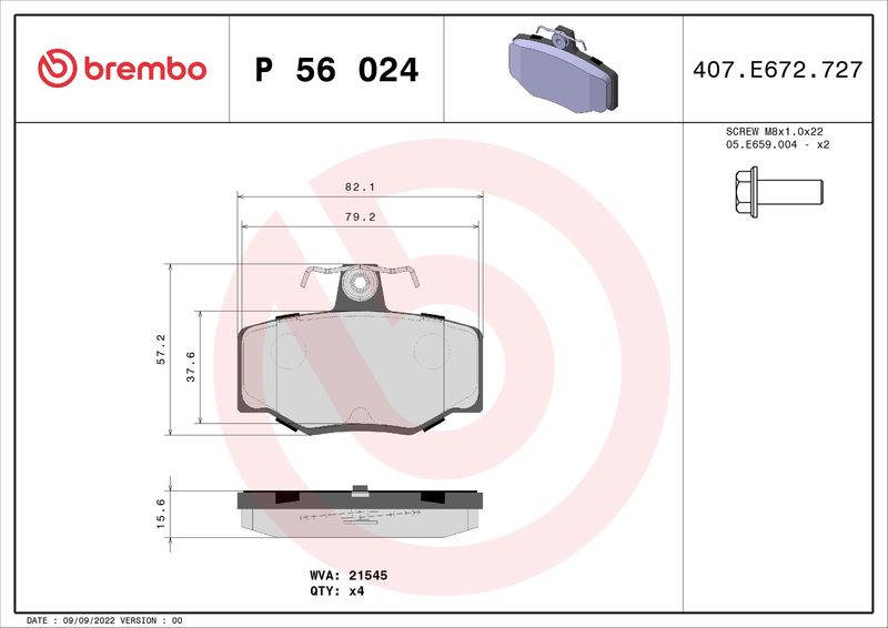 BREMBO P 56 024 Brake Pad Set, disc brake