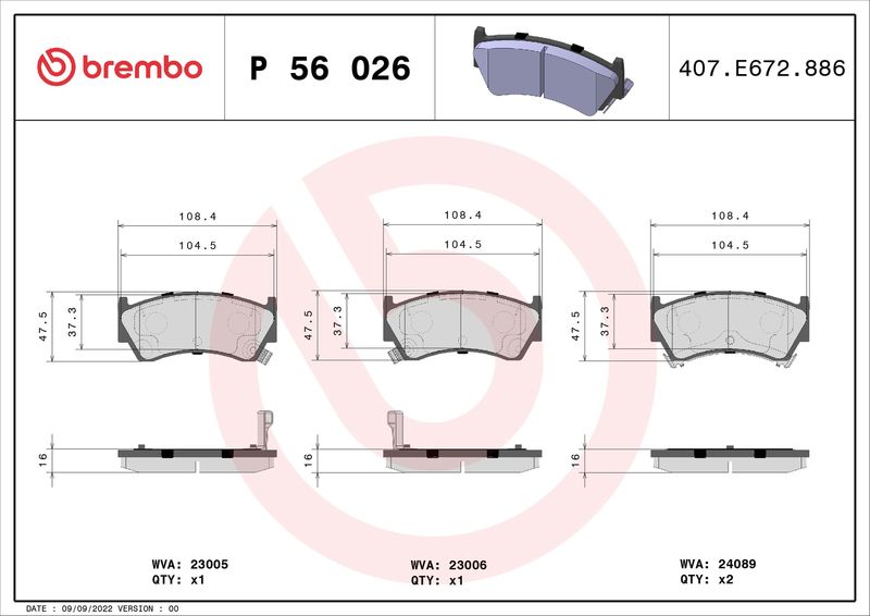 BREMBO P 56 026 Brake Pad Set, disc brake