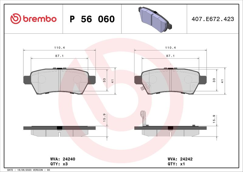 BREMBO P 56 060 Brake Pad Set, disc brake