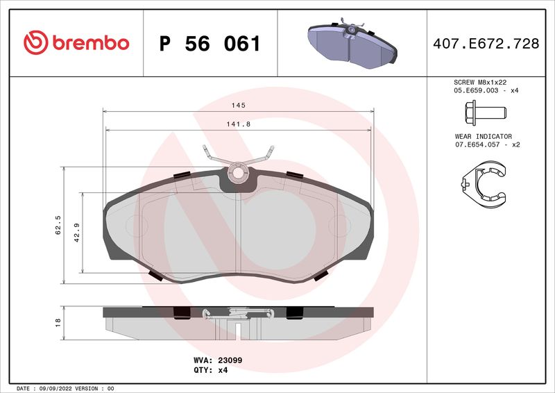 BREMBO P 56 061 Brake Pad Set, disc brake
